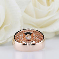 Brilliant 5.00MM Round Cut 14K Solid Rose Gold Unisex Accents Moissanite Engagement Ring - JBR Jeweler