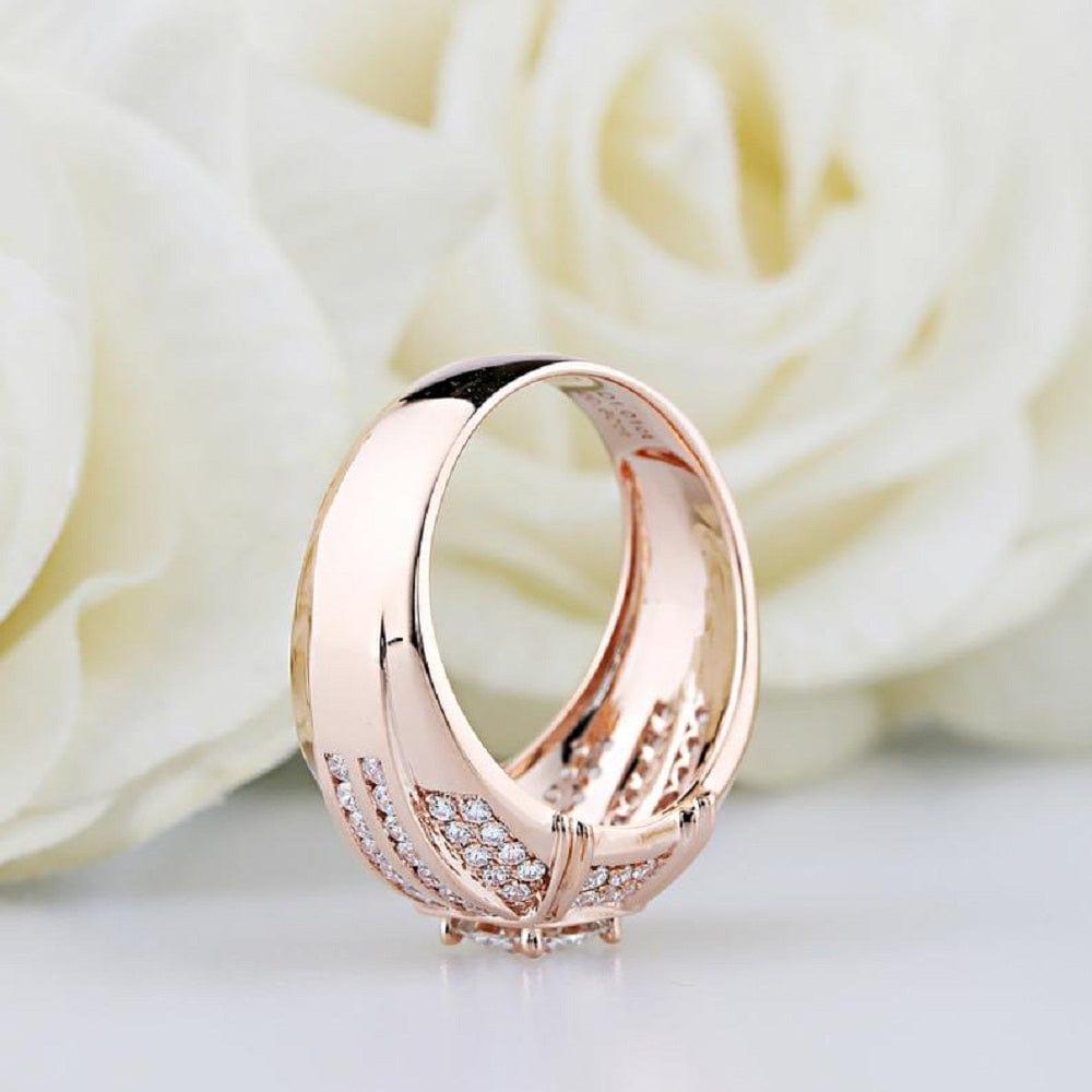 Brilliant 5.00MM Round Cut 14K Solid Rose Gold Unisex Accents Moissanite Engagement Ring - JBR Jeweler