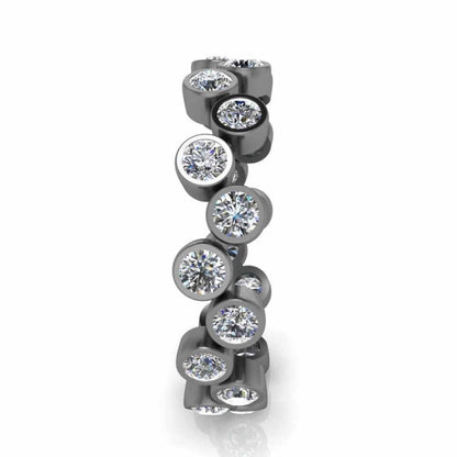 Bubble Circle Geometric Zig Zag CZ Bezel Set Eternity Ring For Women In Sterling Silver - JBR Jeweler