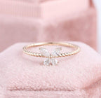Butterfly Mood Cute Rose Gold Promise Dainty Stackable Ring - JBR Jeweler