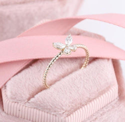 Butterfly Mood Cute Rose Gold Promise Dainty Stackable Ring - JBR Jeweler