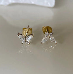 Butterfly Style Marquise/Round Cut Moissanite Stud Earring - JBR Jeweler