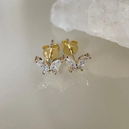 Butterfly Style Marquise/Round Cut Moissanite Stud Earring - JBR Jeweler