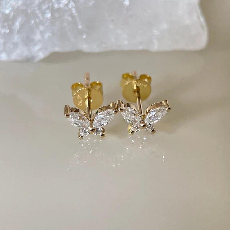 Butterfly Style Marquise/Round Cut Moissanite Stud Earring - JBR Jeweler