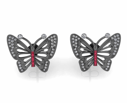 Butterfly Style Stud Earrings In Sterling Silver - JBR Jeweler