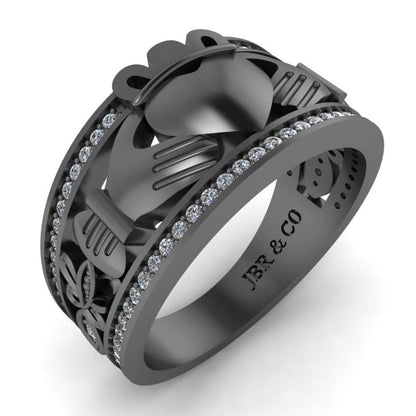 Claddagh Style Sterling Silver Women's Band - JBR Jeweler