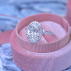 Classic Halo 3CT Oval Cut White Gold Promise Moissanite Engagement Ring - JBR Jeweler