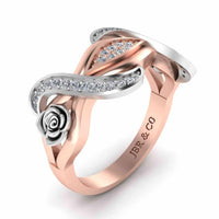 Classic Interwoven Rose Two Tone Sterling Silver Ring - JBR Jeweler