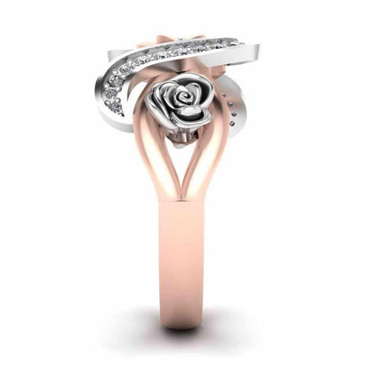 Classic Interwoven Rose Two Tone Sterling Silver Ring - JBR Jeweler