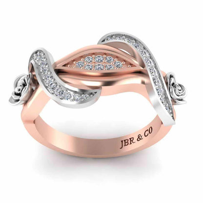 Classic Interwoven Rose Two Tone Sterling Silver Ring - JBR Jeweler