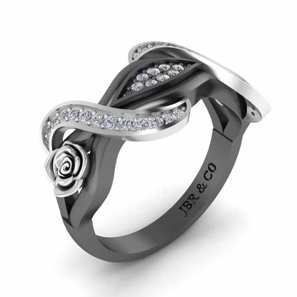 Classic Interwoven Rose Two Tone Sterling Silver Ring - JBR Jeweler