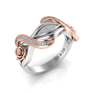 Classic Interwoven Rose Two Tone Sterling Silver Ring - JBR Jeweler