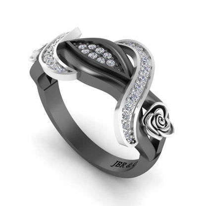 Classic Interwoven Rose Two Tone Sterling Silver Ring - JBR Jeweler