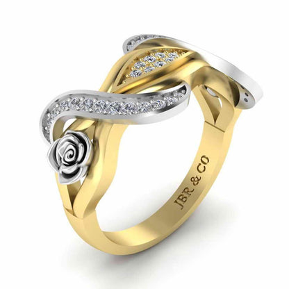 Classic Interwoven Rose Two Tone Sterling Silver Ring - JBR Jeweler