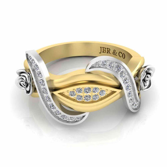 Classic Interwoven Rose Two Tone Sterling Silver Ring - JBR Jeweler