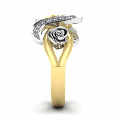 Classic Interwoven Rose Two Tone Sterling Silver Ring - JBR Jeweler