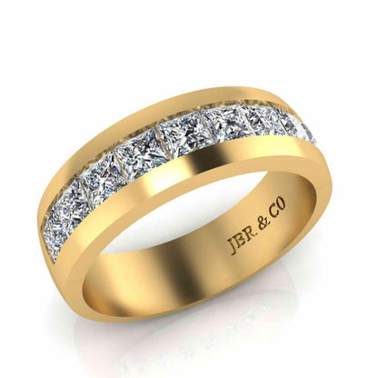 Classic Princess Cut Sterling Silver Men's Band - JBR Jeweler