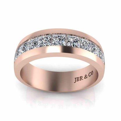 Classic Princess Cut Sterling Silver Men's Band - JBR Jeweler