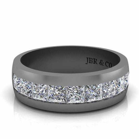 Classic Princess Cut Sterling Silver Men's Band - JBR Jeweler