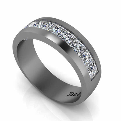 Classic Princess Cut Sterling Silver Men's Band - JBR Jeweler