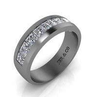 Classic Princess Cut Sterling Silver Men's Band - JBR Jeweler