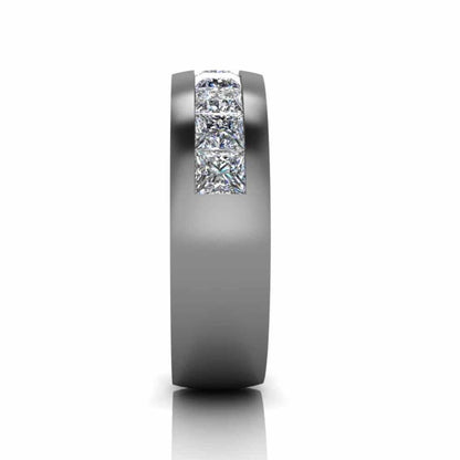 Classic Princess Cut Sterling Silver Men's Band - JBR Jeweler