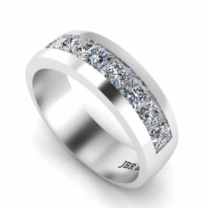 Classic Princess Cut Sterling Silver Men's Band - JBR Jeweler