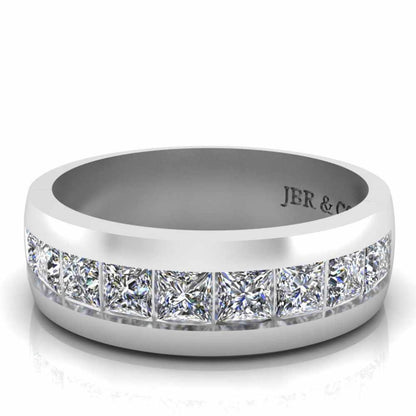 Classic Princess Cut Sterling Silver Men's Band - JBR Jeweler