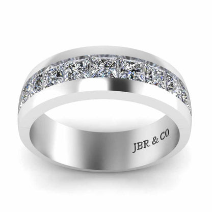 Classic Princess Cut Sterling Silver Men's Band - JBR Jeweler