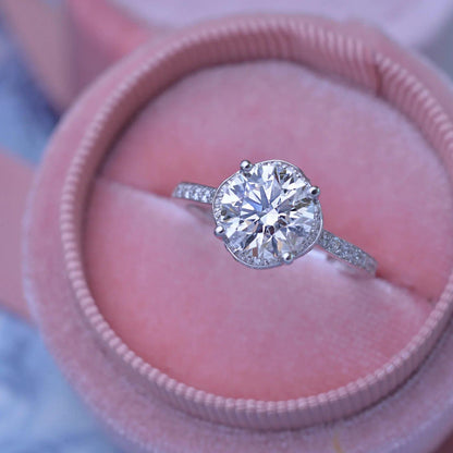 Classic Round Cut Under Halo 2CT Moissanite Engagement Ring - JBR Jeweler