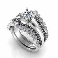 Classic Round Milgrain Solitaire Sterling Silver Ring Set - JBR Jeweler