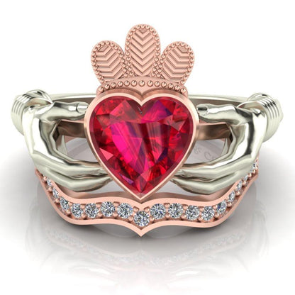 Classic Two Tone Claddagh Sterling Silver Women's Ring - JBR Jeweler