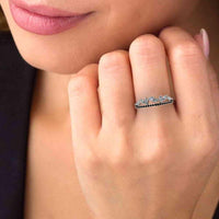 Cluster Marquise Cut Sterling Silver Eternity Ring - JBR Jeweler