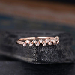 Cluster Moissanite Rose Gold Beaded Half Eternity Stacking Matching Bridal Wedding Band - JBR Jeweler