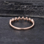 Cluster Moissanite Rose Gold Beaded Half Eternity Stacking Matching Bridal Wedding Band - JBR Jeweler