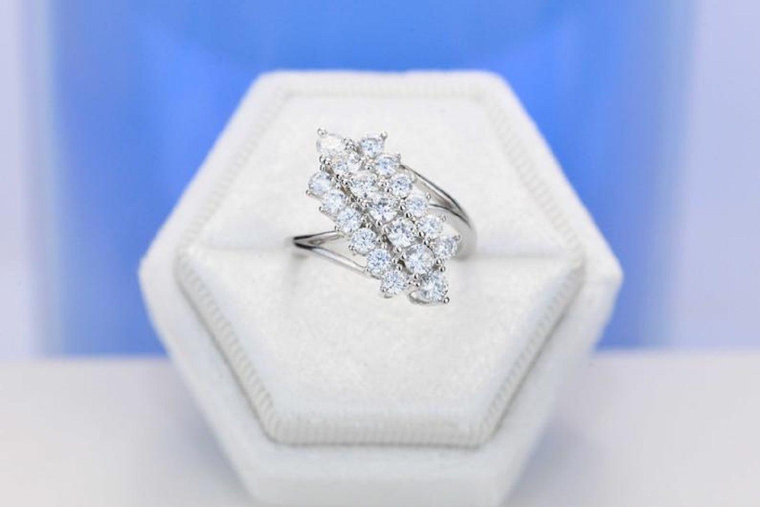 Cocktail Bridal Statement Moissanite Cluster Primise Ring Anniversary Gift - JBR Jeweler