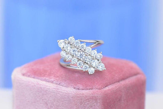 Cocktail Bridal Statement Moissanite Cluster Primise Ring Anniversary Gift - JBR Jeweler