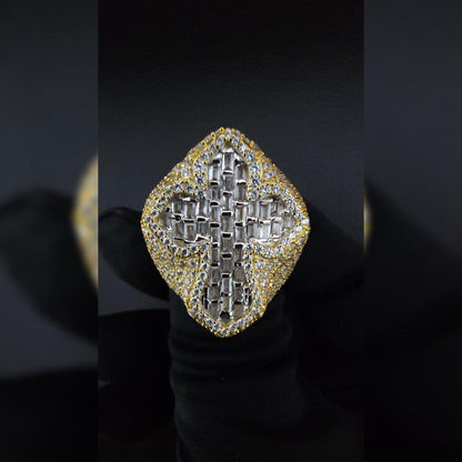 Cross Made in 925 Silver Studded with VVS Colorless Moissanite Stone Hiphop Ring - JBR Jeweler