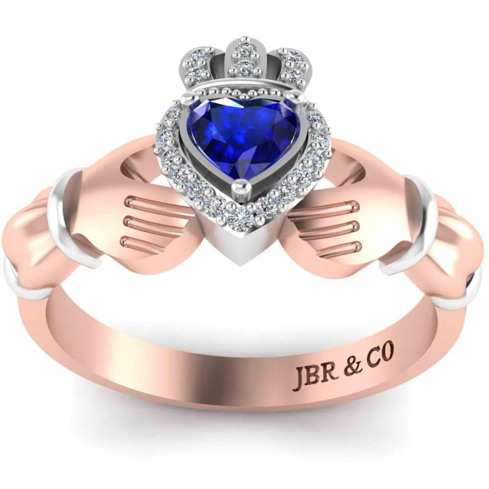 Crown Heart Cut Sapphire Claddagh Ring in Sterling Silver - JBR Jeweler