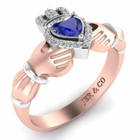 Crown Heart Cut Sapphire Claddagh Ring in Sterling Silver - JBR Jeweler