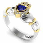 Crown Heart Cut Sapphire Claddagh Ring in Sterling Silver - JBR Jeweler