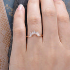 Curved Rose Gold Chevron Custom Made Baguette Cut Cluster Moissanite Wedding Band - JBR Jeweler