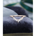 Curved Rose Gold Unique Marquise Cut Cluster Stacking Matching Moissanite Wedding Band - JBR Jeweler