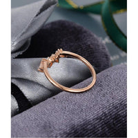 Curved Rose Gold Vintage Marquise Cut Stacking Bridal Moissanite Wedding Band - JBR Jeweler