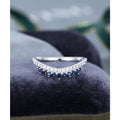 Curved Vintage Solid Yellow/White gold Moisssanite and Sapphire Stacking Wedding Band - JBR Jeweler