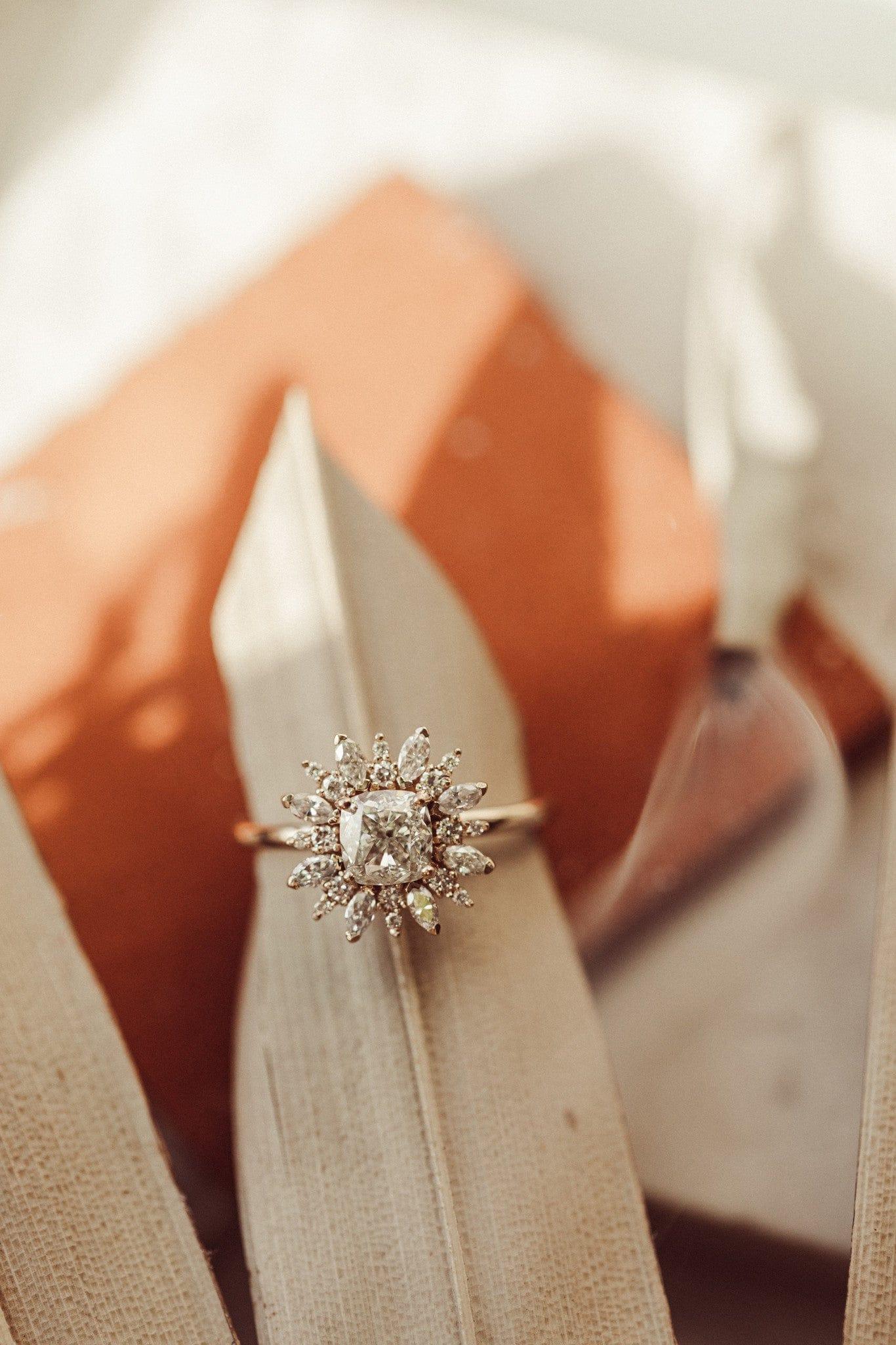 Cushion Cut Moissanite Engagement Ring Minimalist Cushion Wedding Ring Bridal Promise Anniversary Gift Ring Moissanite Special Gift For MOM - JBR Jeweler