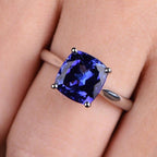 Cushion Cut Tanzanite blue Gemstone wedding solitaire Ring - JBR Jeweler