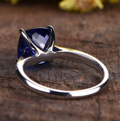 Cushion Cut Tanzanite blue Gemstone wedding solitaire Ring - JBR Jeweler