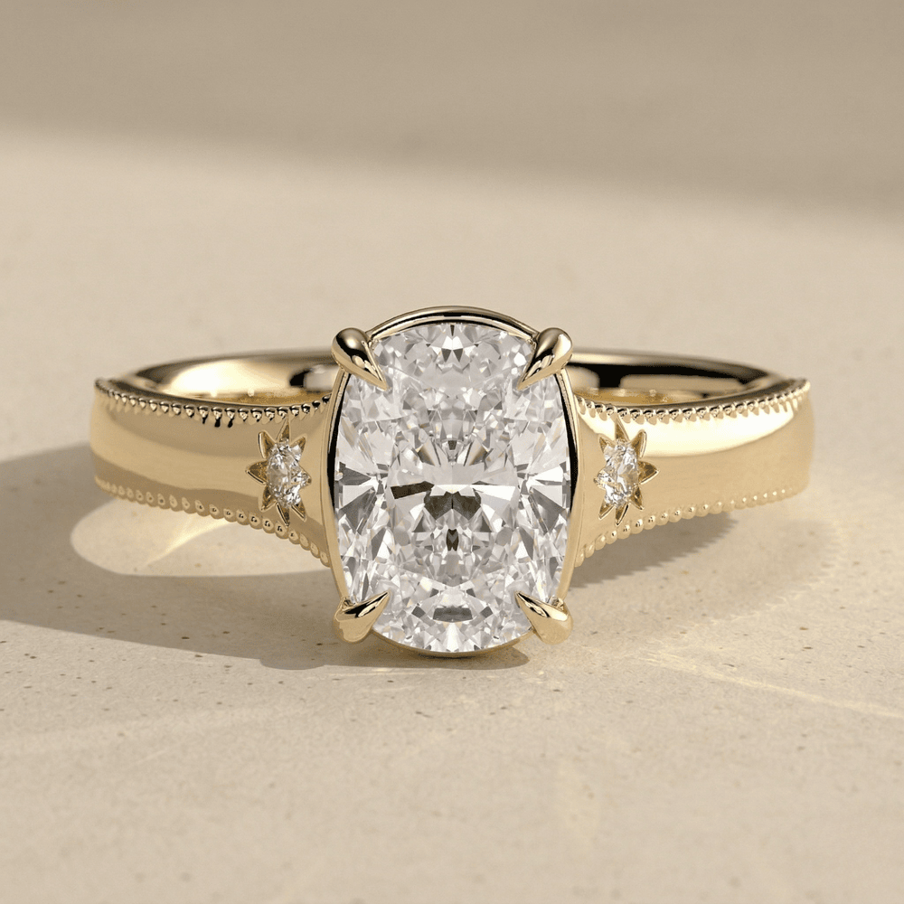 Cushion moissanite Star of David ring