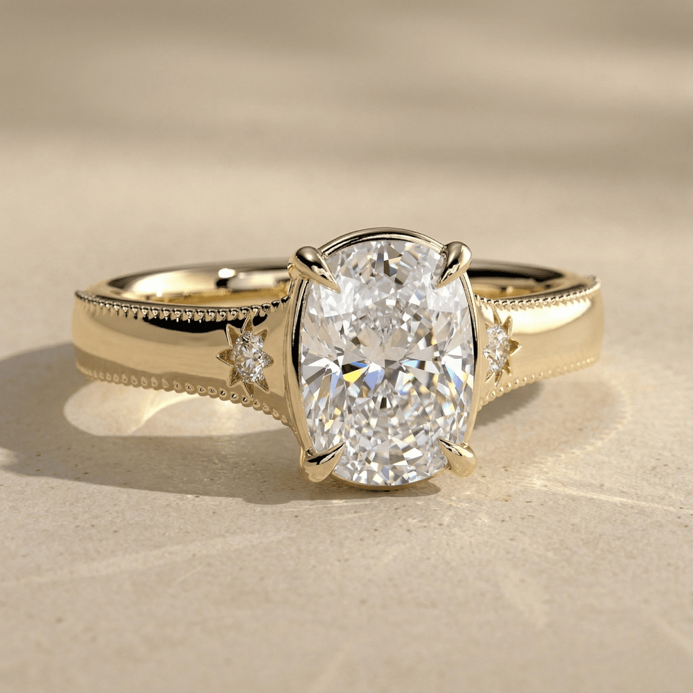 Vintage Star of David moissanite ring with milgrain detail